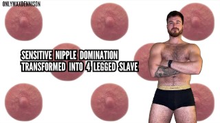 sensitive nipple domination - transformed into 4 legged slave
