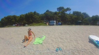 Underwater PEE and NAKED Swim at Nudist Beach
