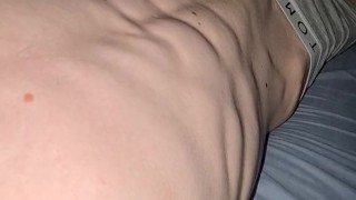 Twink with huge cock playing with his bulge