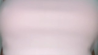 She sucks her perfect tits while riding a cock