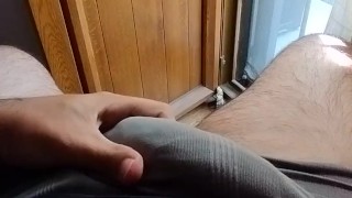 Horny man plays with his big cock