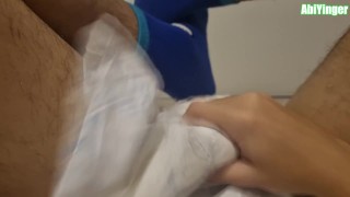 Diaper Man Wearing Disney Socks Jerking Off And Cumming