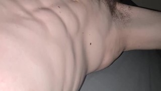Slapping my huge twink cock against my abs and pre Cumming
