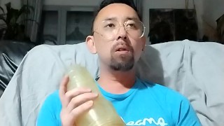French Guy Fucking His Fleshlight So Strong and Moaning