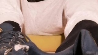 showing my sweaty black socks