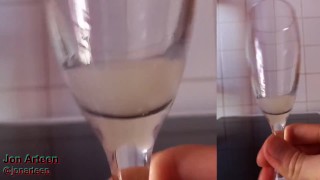 Horny twink drinks his own cum after the boy fucks cums with moaning, eye rolling, loud orgasm