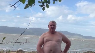 Wanking Naked on Public beach