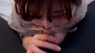 メガネ女子ががむしゃらにち〇ぽをしゃぶり尽くしちゃう♡ cum in mouth glasses