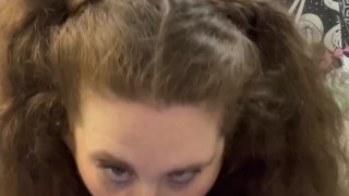 BBW WITH PIGTAILS DEEPTHROAT BLOWJOB CUM IN MOUTH