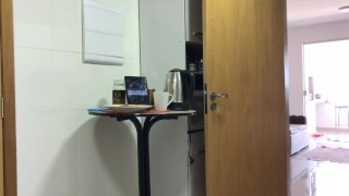 HAIRY NUDIST ON WEBCAM HAVING BREAKFAST