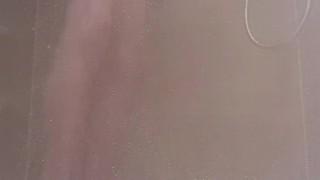 Jerking off my huge cock in the shower