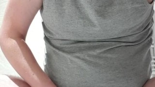 Fingering my hole and jerking off my thick uncut pierced cock and cum