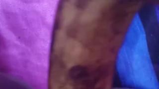 LONELY HORNY EBONY FEEDS HER PUSSY A HUGE BANANA 💦