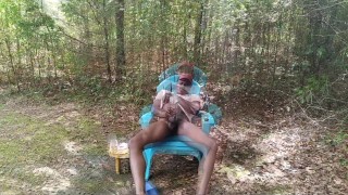 Getting my nut in the woods.