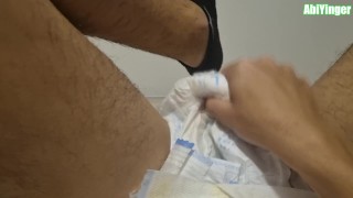 ABDL Diaper MAN In Socks Jerking off And Cumming