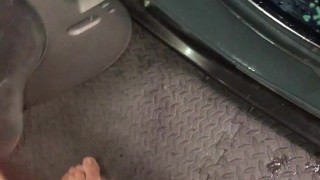 Pissing Into The Washing Machine To Pre-Soak Those Dirty Towels With Hot Piss Before Washing Them