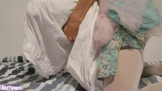 Diaper Sissy In A Tutu Jerking Off And Humping A Pillow.