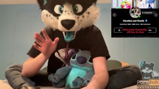 Furry nerd showing off feet & jerking off