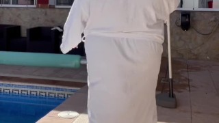 Fat daddy in a 6XL robe