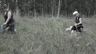 Mature girlfriends from Lesyanka are having fun in the forest.