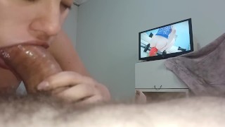 The bitch's greedy mouth sinking my dick into her wet throat, I love it