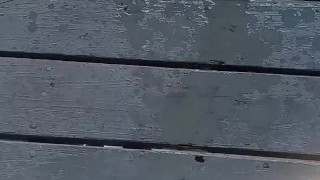 Messy piss on the balcony