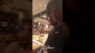 This handsome boy pisses pee in a public urinal in a crowded restaurant. Jon Arteen gay porn video