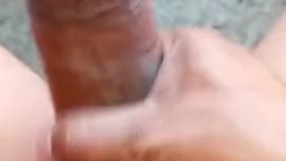 While I was jogging I sat down for a moment to show you my thick cock