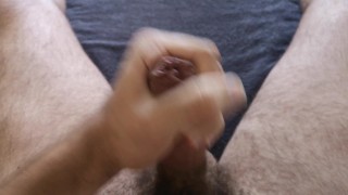 Horny teen boy with huge, hairy cock masturbation