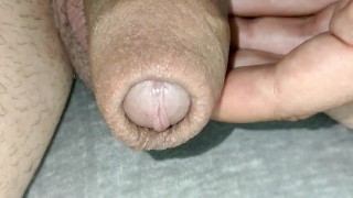 Cheesy cock close up and body shaking orgasm