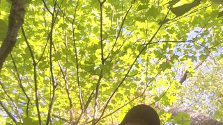Jerking off in woods by water