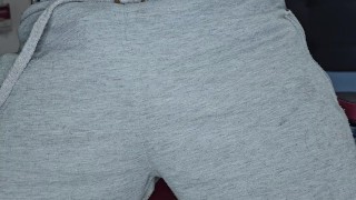 Rasta tattooed guy jerking off oiled up, two hands masturbation, cumming hard