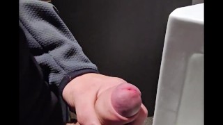 johnholmesjunior does risky solo show and shoots massive cum load in busy canadian airport bathroom