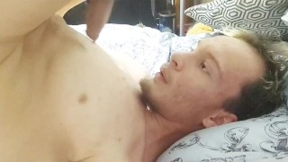 Covering my skinny body with white cream and folding over to suck my cock self suck