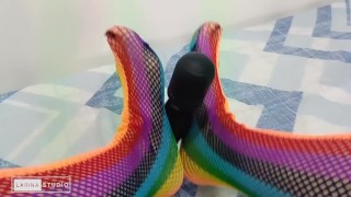 Fetiche de Pies con Medias Sexy de Colores