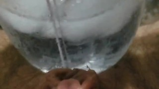Puppy boy with cold water on big clit