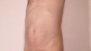 Kudoslong in shorts thrusting his erect cock then in briefs and naked wanking his hairy uncut penis