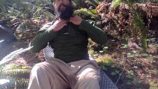Smoking and stripping at camp. Such a beautiful day to show off my soft cock