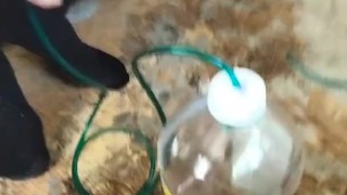 bladder filled and spilled urethra penetration catheter sounding pee pissing CBT
