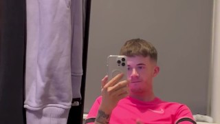 Playing with my big dick and cumming all over my mirror