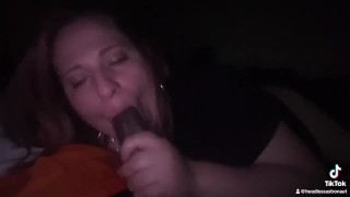 Gorgeous pawg lavender laine cums while giving blowjob