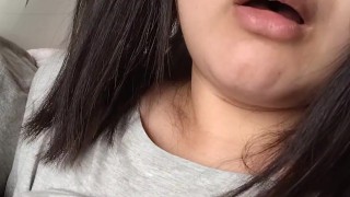 A busty Japanese woman masturbates her nipples. Soon she cums.