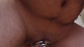 Caged and fucked by machine