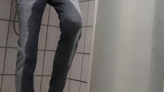 After hours of holding up, I desperately needed to pee. Too late to undress my jeans. A super horny