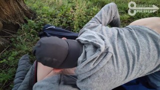 Cum Load into Hikers Mouth on Bike Ride