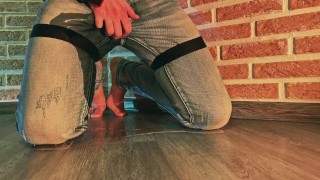 I couldn't wait for my master to take me out for a walk and peed in my jeans. Bad boy omorashi