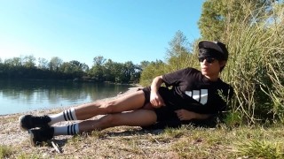 Caught wanking I stop my masturbation session outdoor but I still crave to cum cause I'm a horny boy