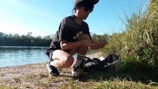 Caught wanking I stop my masturbation session outdoor but I still crave to cum cause I'm a horny boy