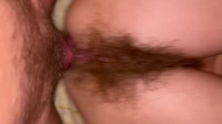 Super hairy MILF do anal and squirt a lot