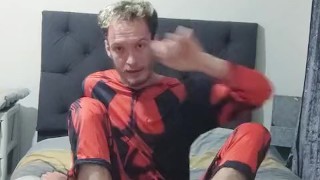 Halloween costume fetish licking my bare feet while dressed as deadpool foot fetish